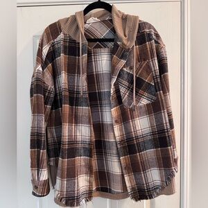 Plaid Flannel shirt with Hood
